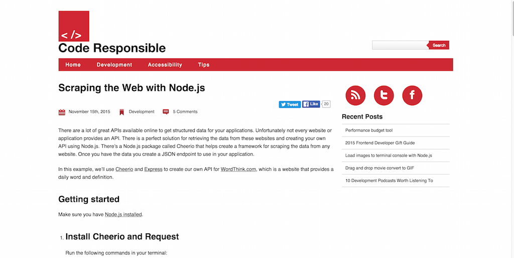 Scrapanie sieci za pomocą Node