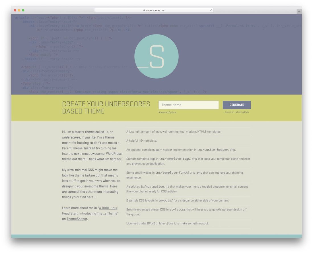 souligne le cadre de thème wordpress