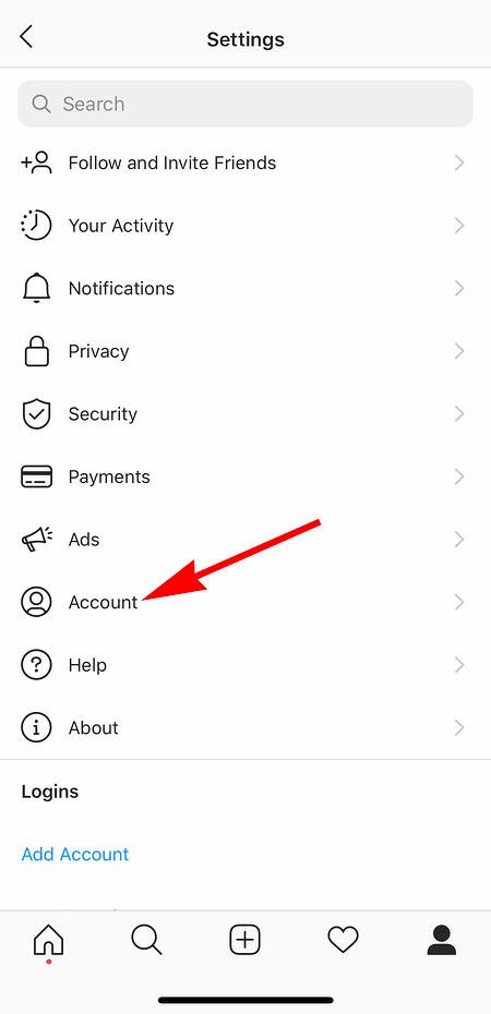 les paramètres instagram de quelqu'un pour cliquer sur le compte pour découvrir les messages que vous avez aimés