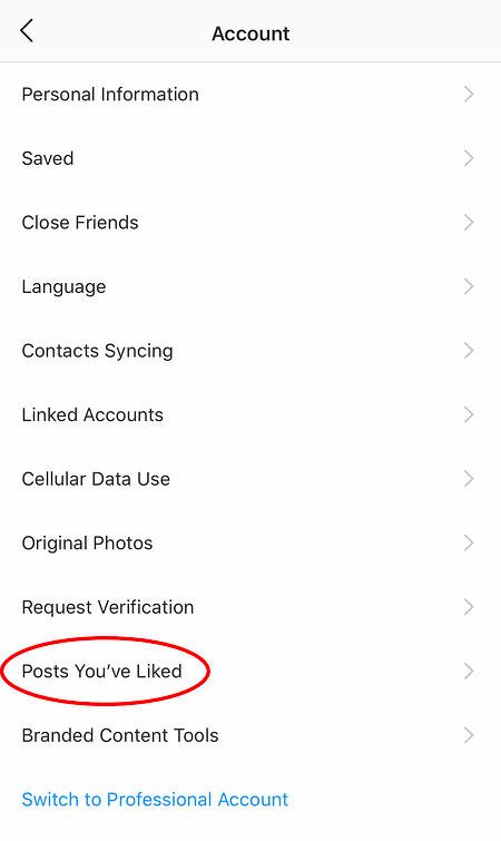 les paramètres instagram de quelqu'un pour cliquer sur le compte pour découvrir les messages que vous avez aimés