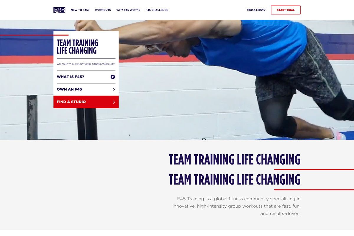 F45Strona internetowa siłowni treningowej