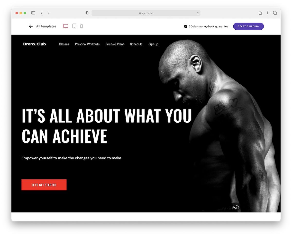 projekt strony internetowej siłowni bronx