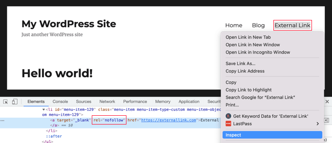 nofollowmenusmethod1preview Preview of Nofollow Link in Navigation Menu