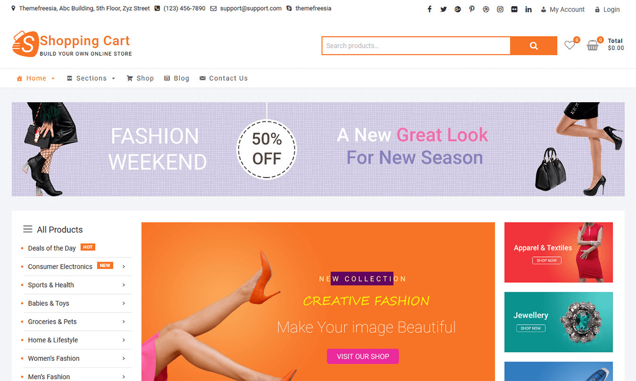 10+ migliori temi gratuiti per eCommerce/Negozio online/WooCommerce per WordPress per il 2022 ShoppingCart - Free WordPress eCommerce Theme