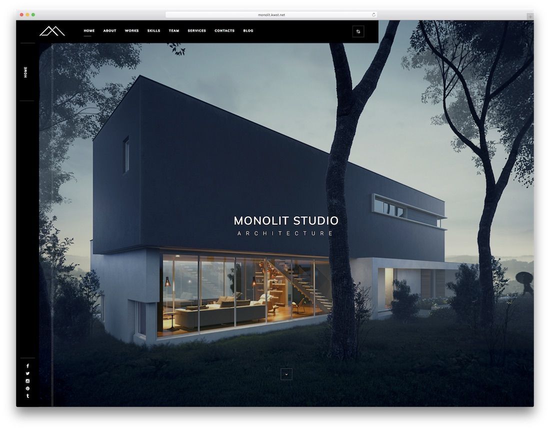 modello di sito Web di interior design monolit