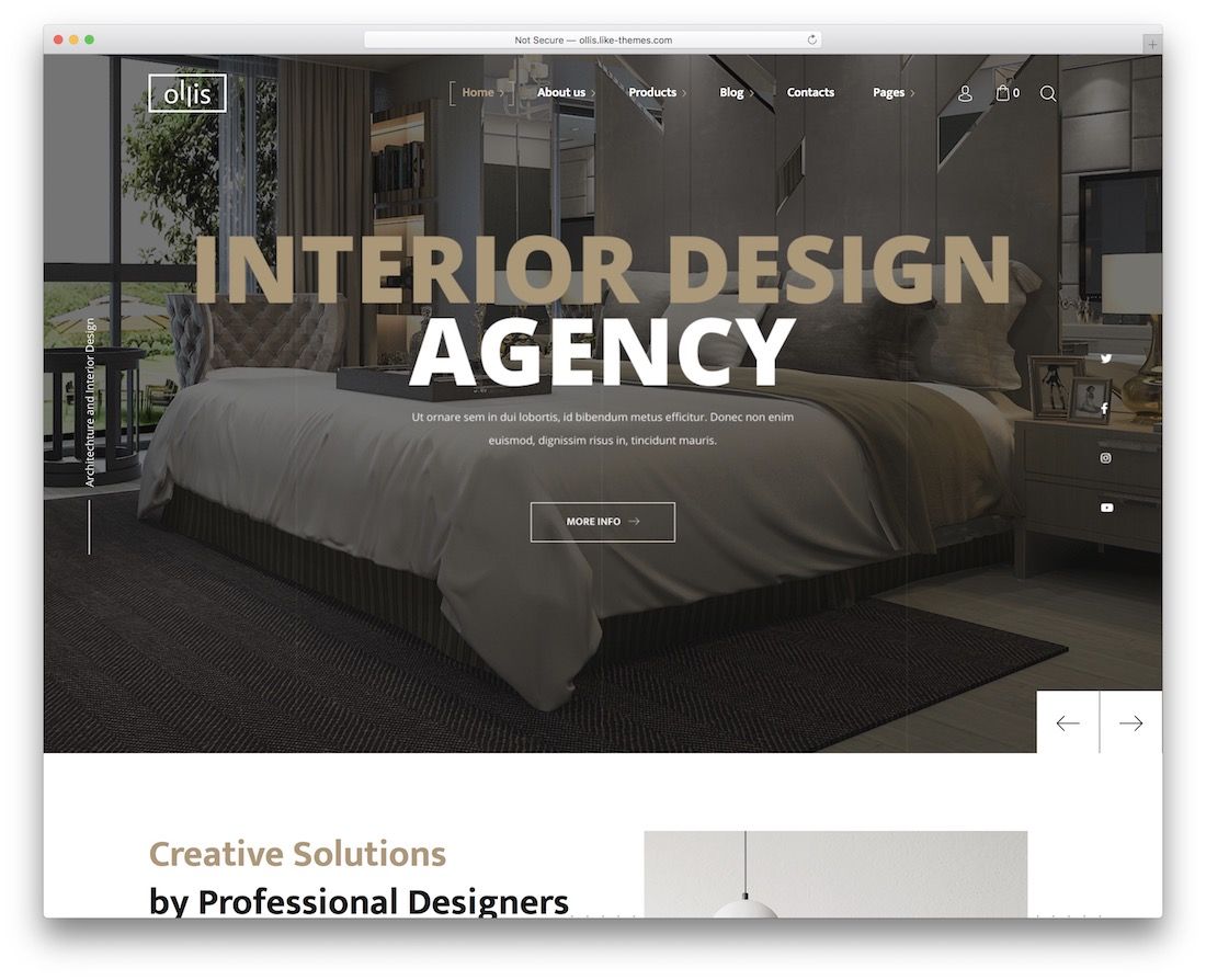 modello di sito Web di interior design ollis