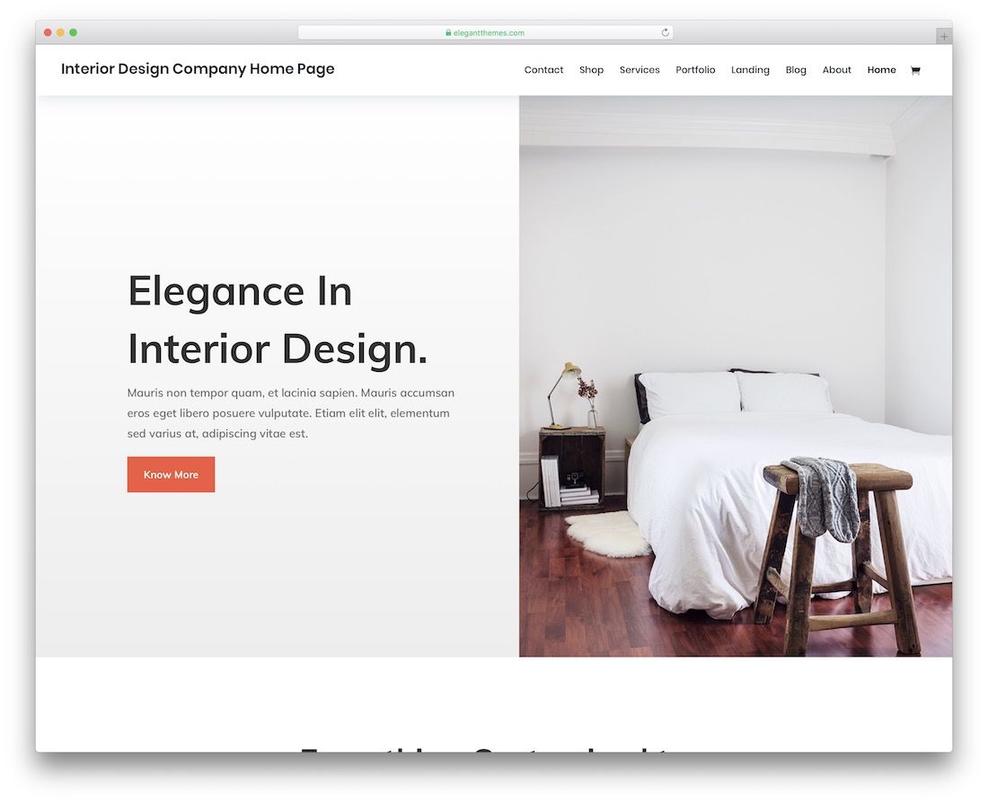 modello di sito Web di interior design divi