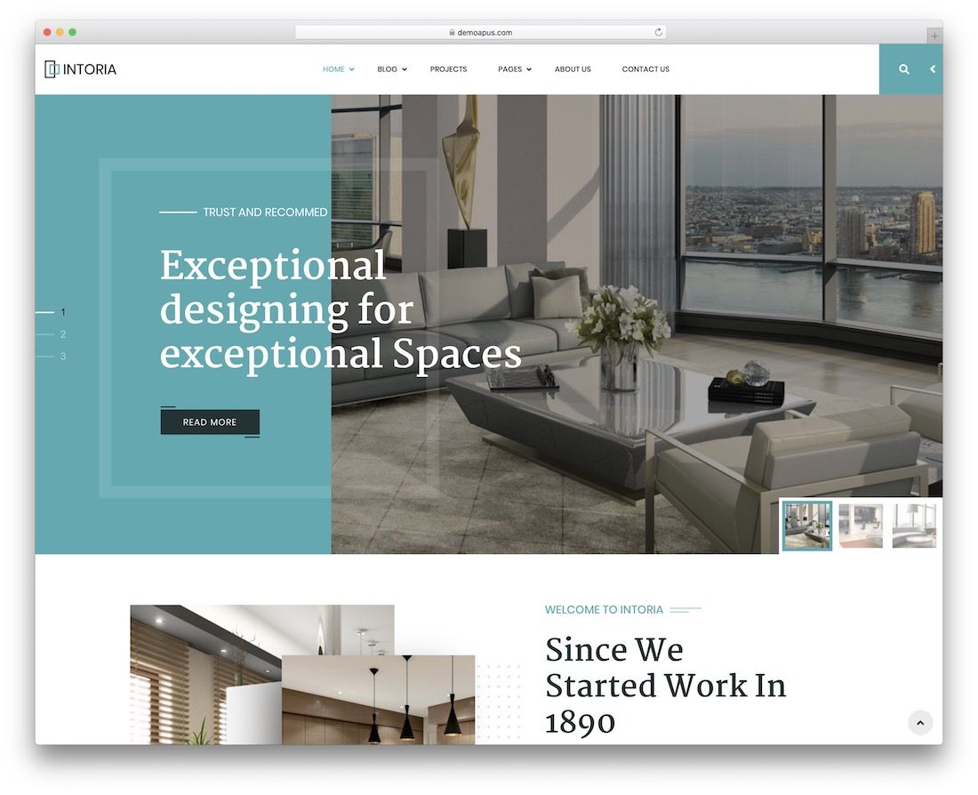 modello di sito Web di interior design intoria