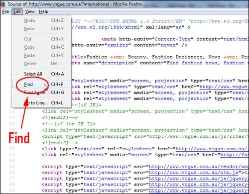 Visualizando o código-fonte da página no Firefox