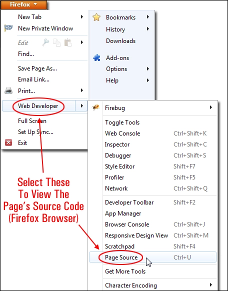 Visualizar o código-fonte da página no Firefox