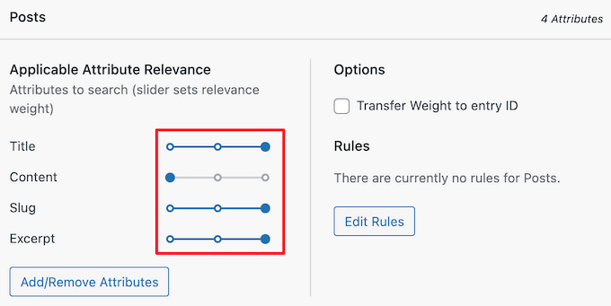 SearchWP検索アルゴリズムスライダーを変更する Change SearchWP search algorithm sliders