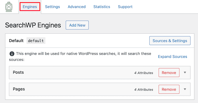 SearchWPのデフォルトエンジンを設定する Set SearchWP default engine
