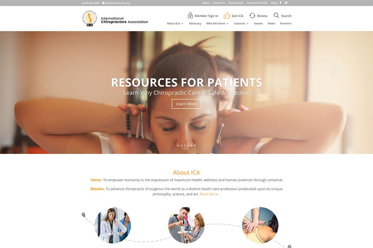 Situs web Asosiasi Chiropraktik Internasional