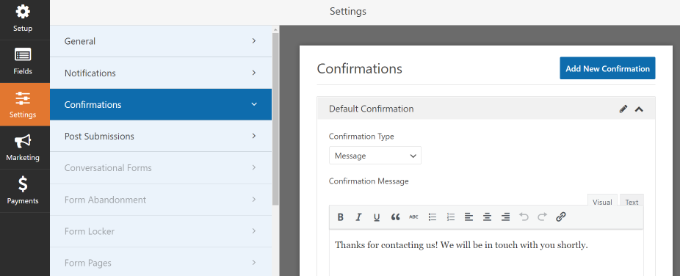 การตั้งค่าการยืนยัน Confirmation settings