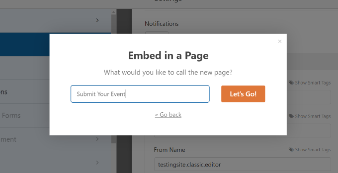 ใส่ชื่อเพจ Enter name for page