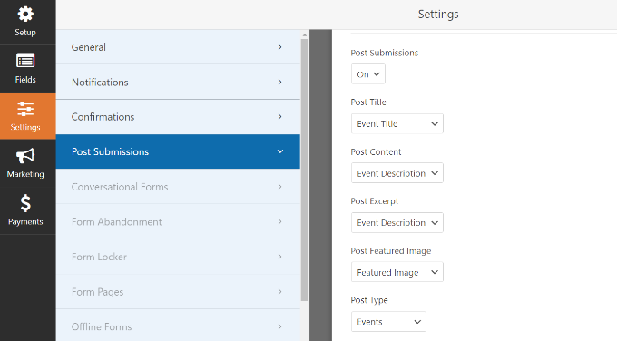 ตรวจสอบให้แน่ใจว่าเปิดการส่งโพสต์และจับคู่ข้อมูลเมตา Ensure post submission is on and match metadata