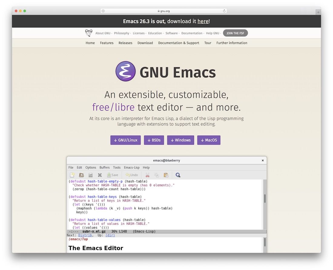 emacsコードテキストエディタ