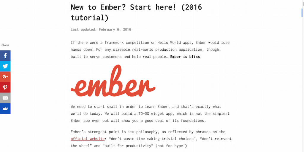 Ember의 새로운 기능 - 여기에서 시작하십시오! (2016년 튜토리얼)