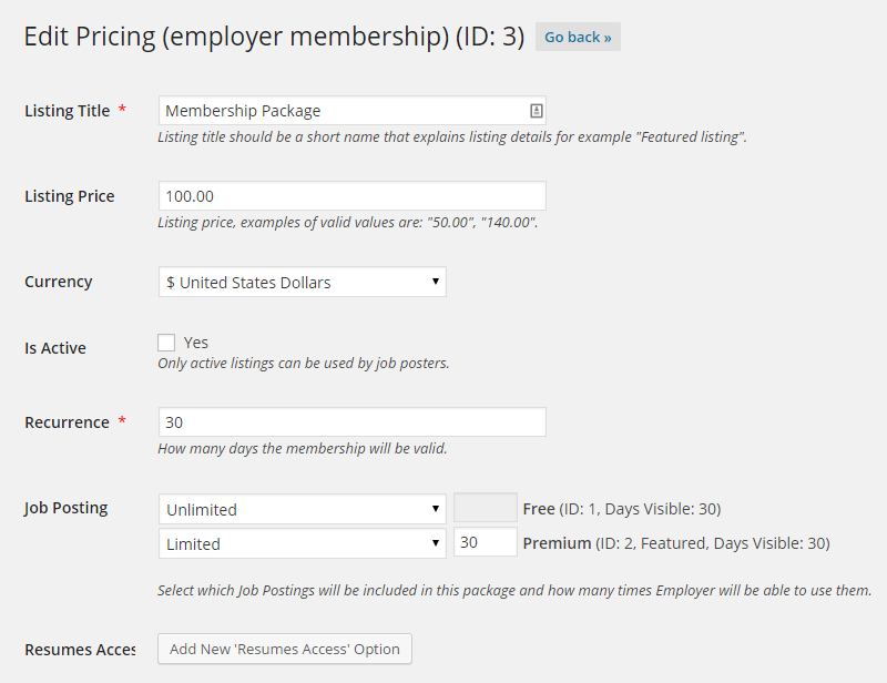 WPJobBoardメンバーシップパッケージ
