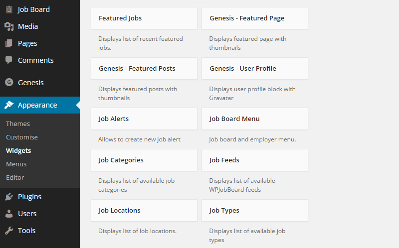 WPJobBoardサイドバーウィジェット