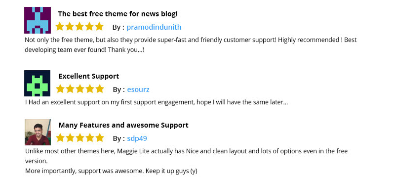 Maggie Lite: tema gratuito per la rivista WordPress con funzionalità premium Reviews by users of Maggie Lite