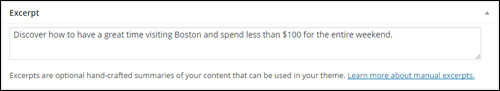 Campo de Excerto Post WP WP Post Excerpt Field
