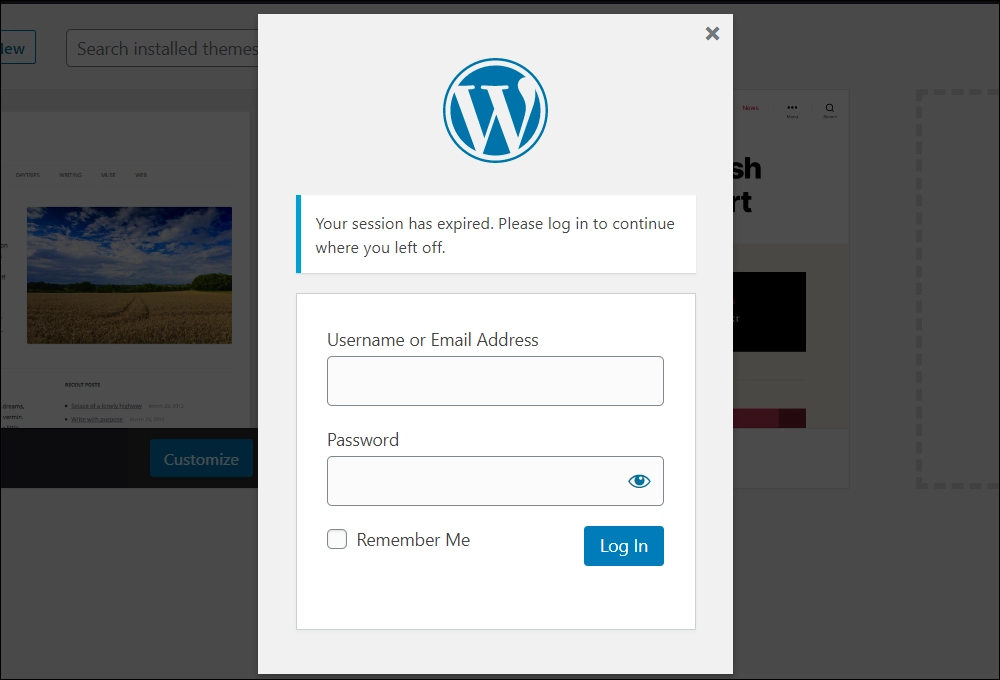 Le sessioni di WordPress scadute richiedono l'accesso di nuovo