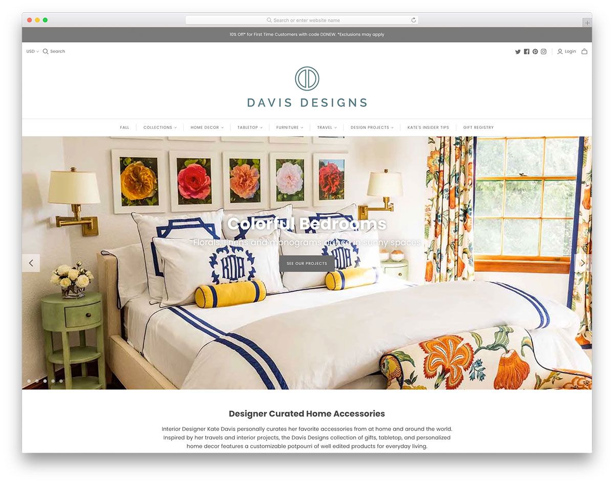 Site do portfólio da Davis Designs