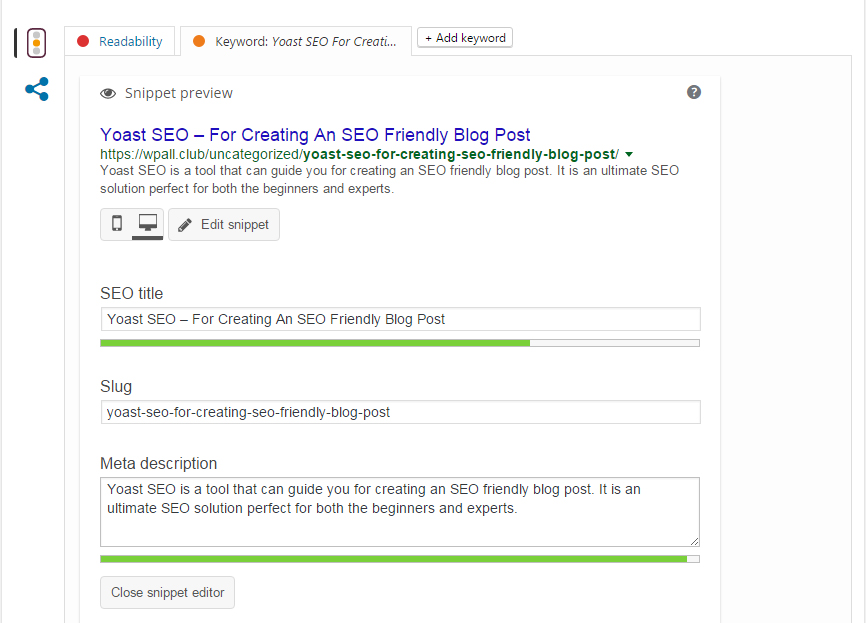 Yoast SEO – Per la creazione di un post sul blog SEO friendly Yoast SEO Feature - Meta Analysis