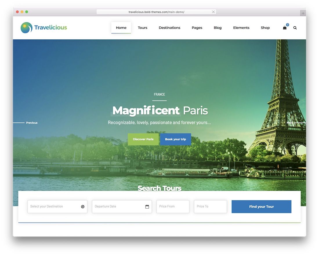 ธีมเวิร์ดเพรสตัวแทนการท่องเที่ยว travelicious