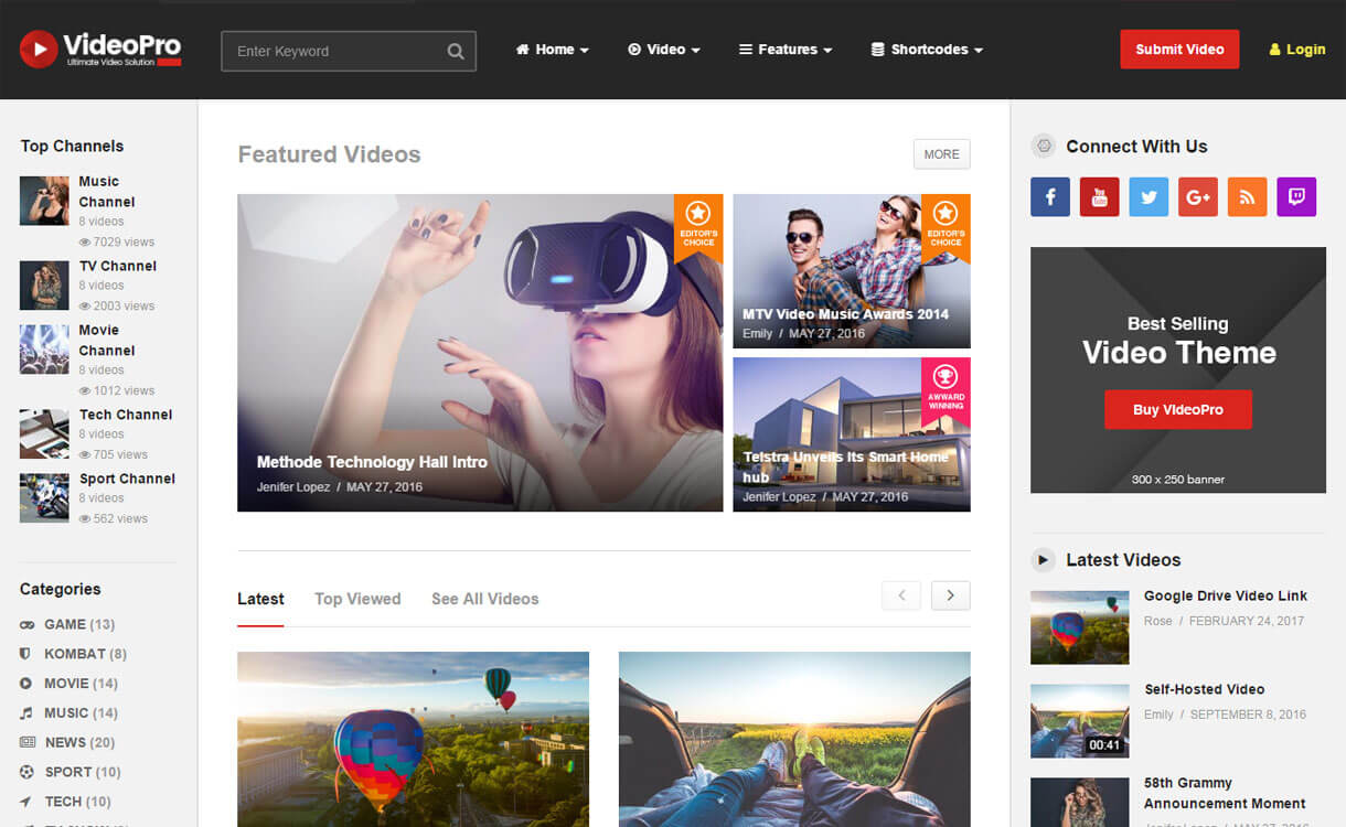 15+ migliori temi video WordPress reattivi 2022 VideoPro - Best WordPress Video Theme