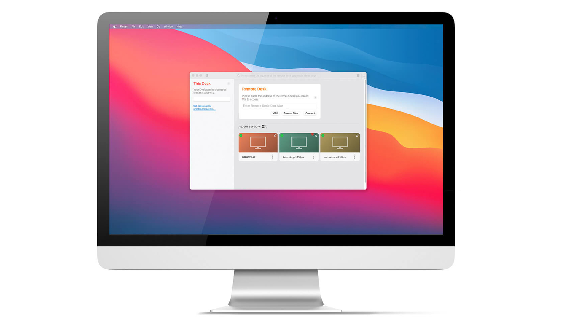 在 Mac 显示器上显示的 AnyDesk