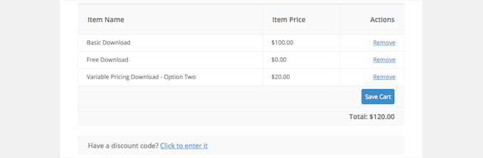 عربة التسوق سهلة التنزيلات الرقمية Easy Digital Downloads shopping cart