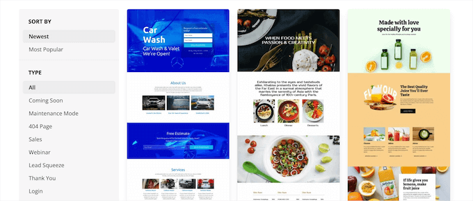 مكتبة قوالب SeedProd SeedProd template library