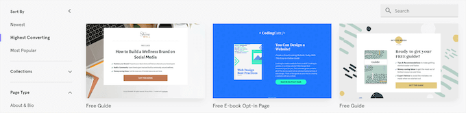 مكتبة قوالب Leadpages Leadpages template library
