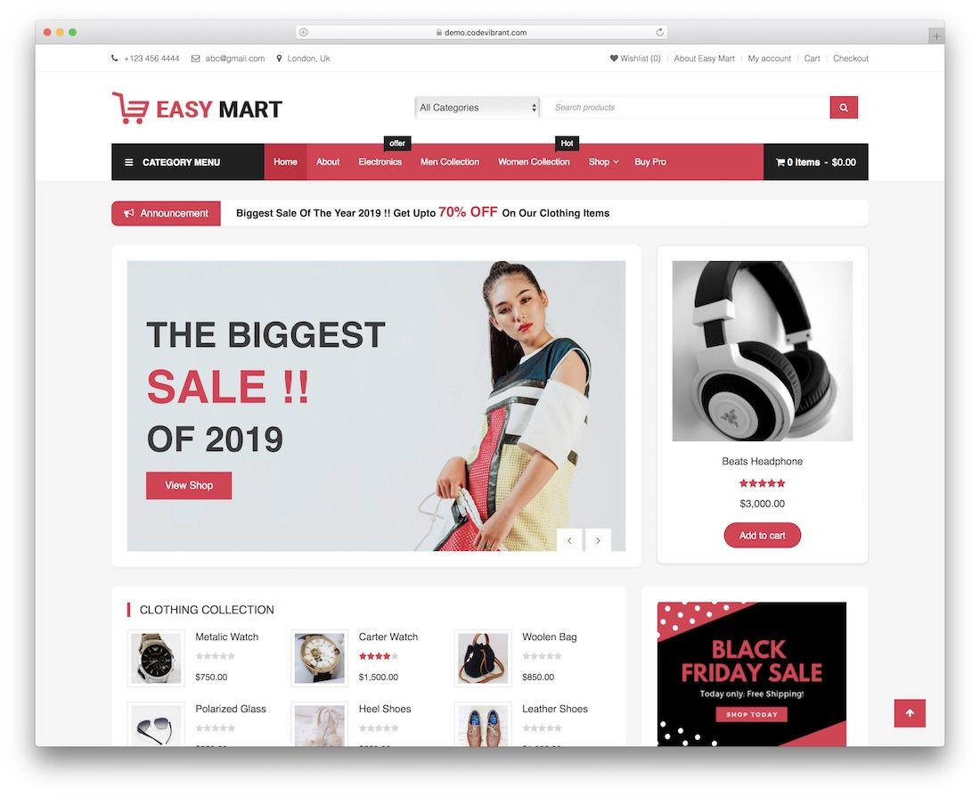 Easy Mart免费的woocommerce wordpress主题
