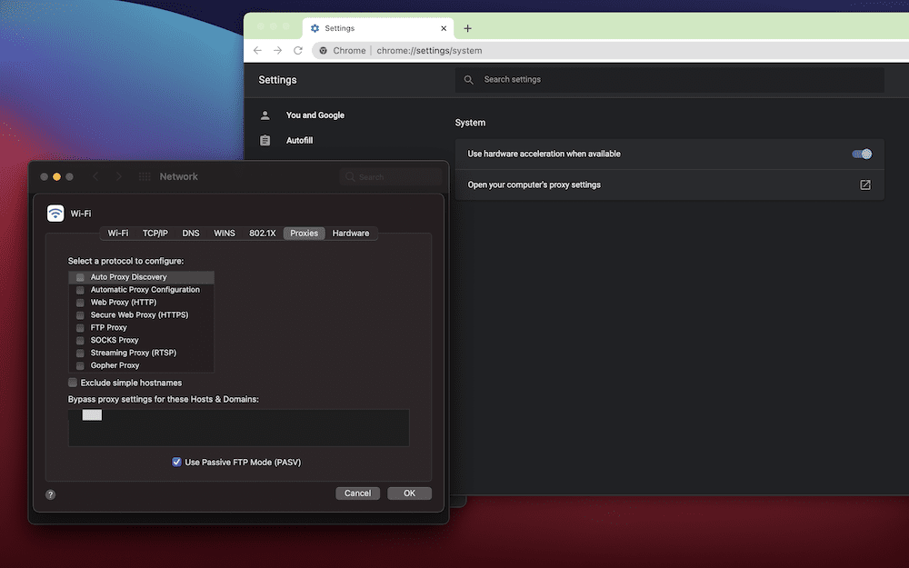 شاشة وكلاء macOS.