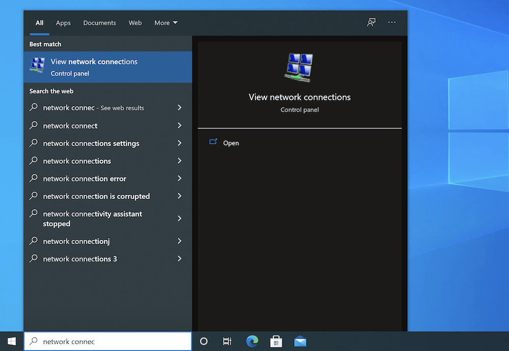 جاري البحث عن لوحة اتصالات شبكة Windows.