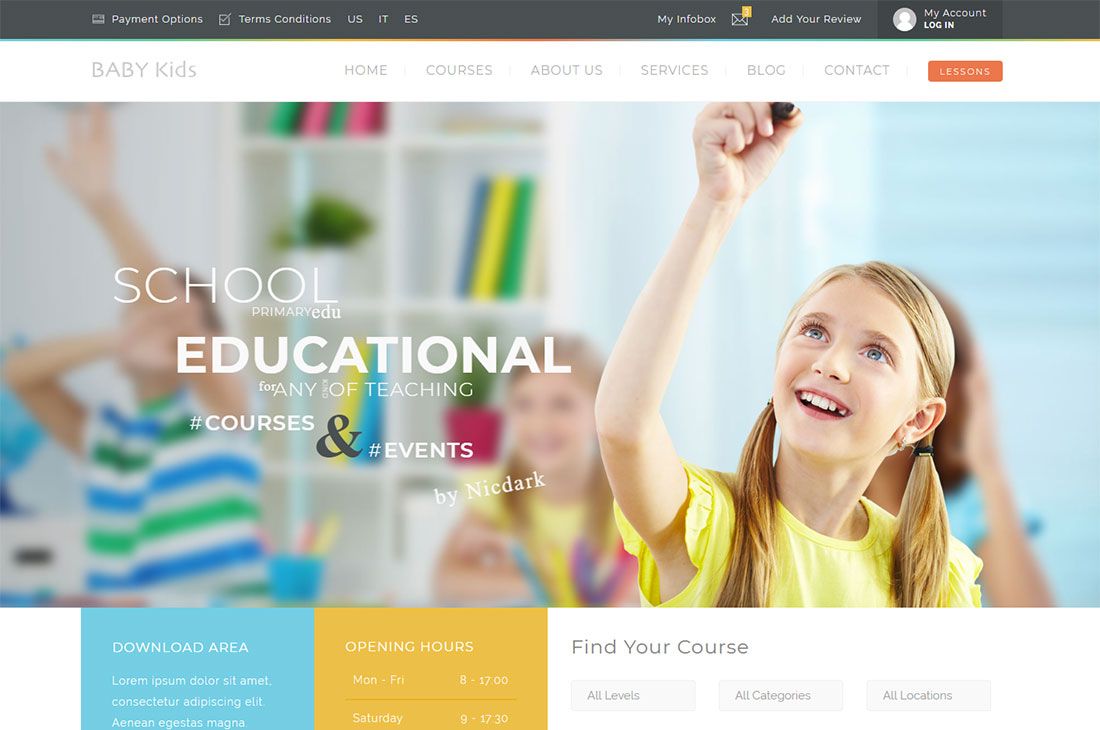tema WordPress sekolah dasar anak-anak bayi