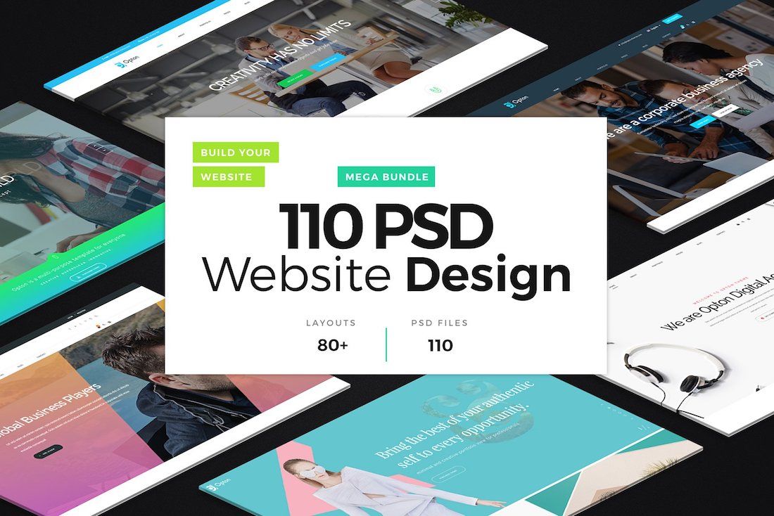 110 تصميمات مواقع PSD