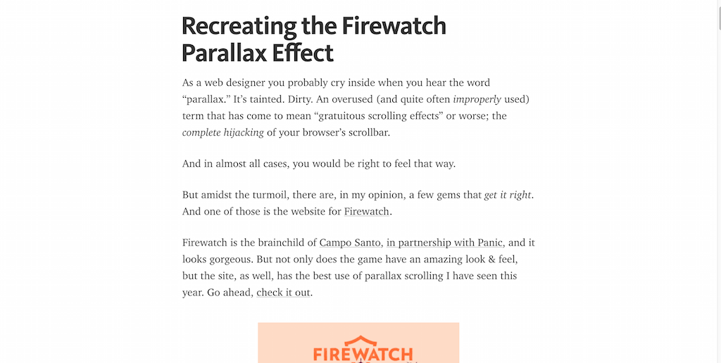 การสร้างเอฟเฟกต์ Parallax ของ Firewatch ขึ้นใหม่