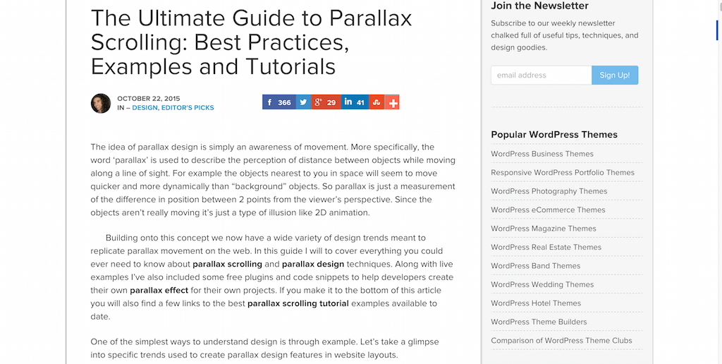 Parallax เลื่อนคำแนะนำขั้นสูงสุด