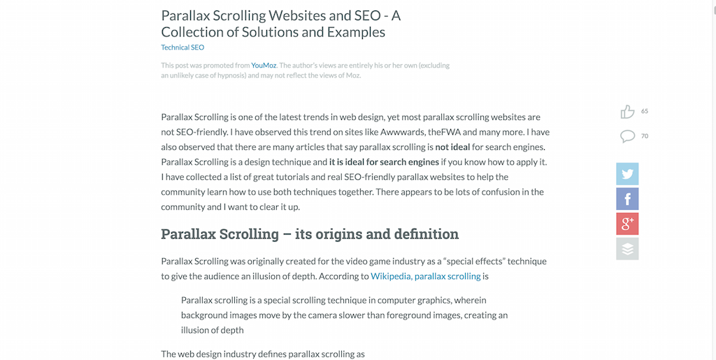 เว็บไซต์ Parallax Scrolling และ SEO