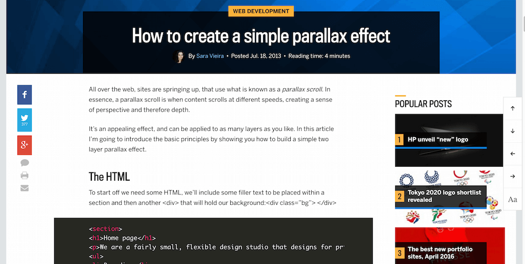 วิธีการสร้าง Depot นักออกแบบเว็บไซต์เอฟเฟกต์ Parallax อย่างง่าย