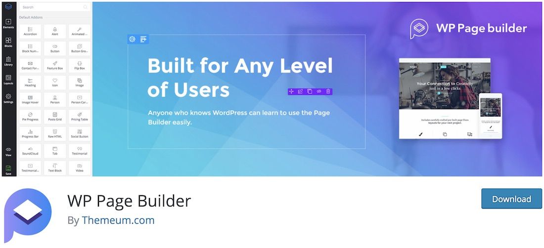 wp page builder البرنامج المساعد ووردبريس