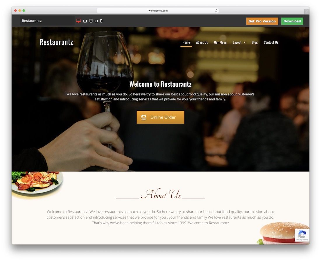 tema de wordpress gratuito de restaurantz