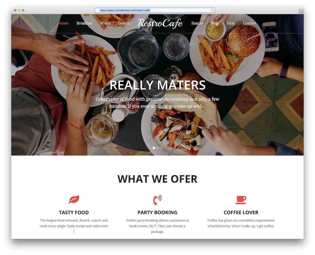 restro cafe tema de wordpress gratis