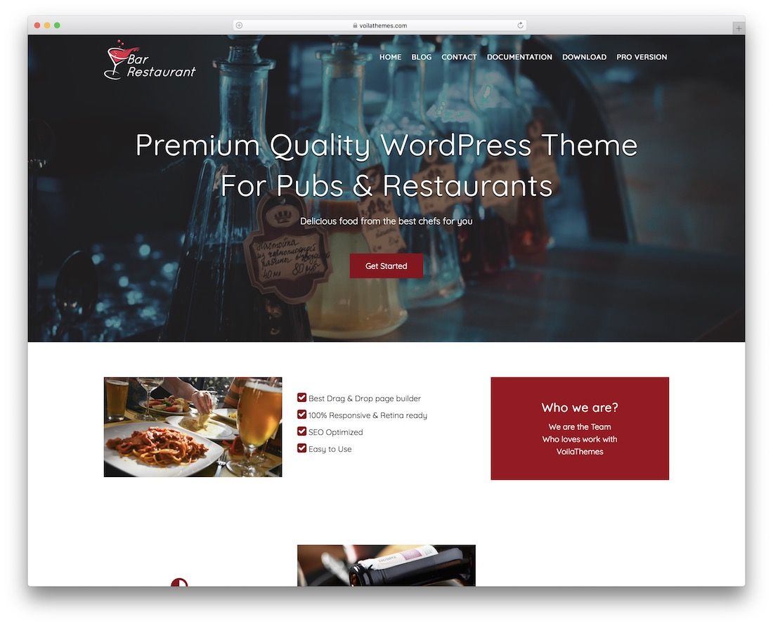 tema de wordpress gratuito para restaurante de bar