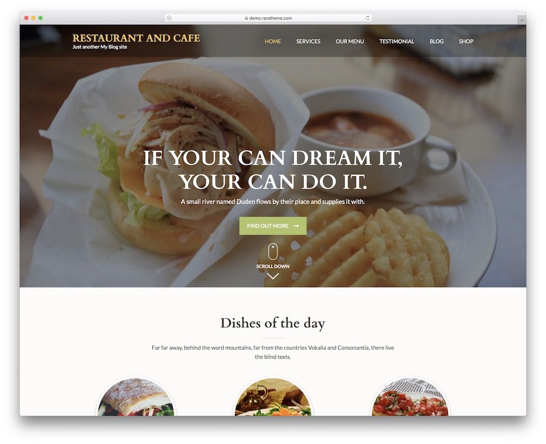 tema de wordpress gratuito para restaurante y cafetería