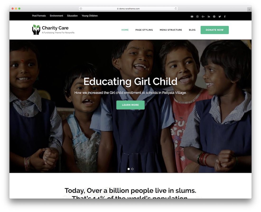 tema de wordpress gratuito de cuidado de caridad